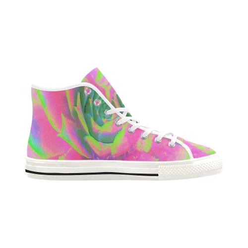 Lime Green and Pink Succulent Sedum Vancouver H Women's Canvas Shoes (1013-1)