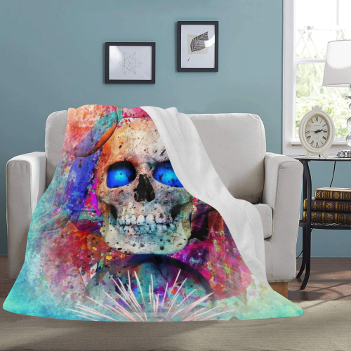 Skull Popart by Nico Bielow Ultra-Soft Micro Fleece Blanket 60"x80"