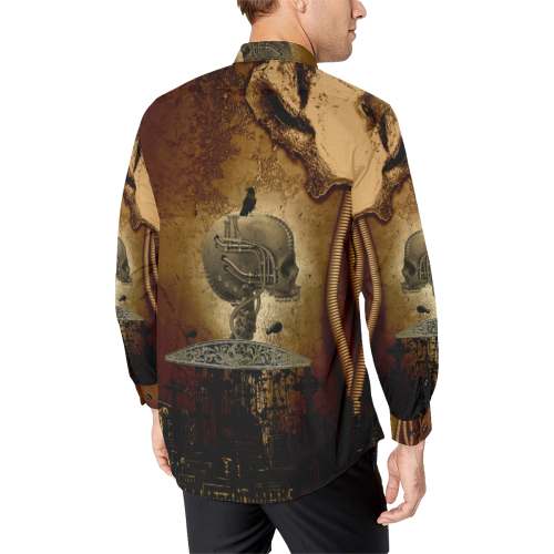 Mechanical skull Men's All Over Print Casual Dress Shirt (Model T61)