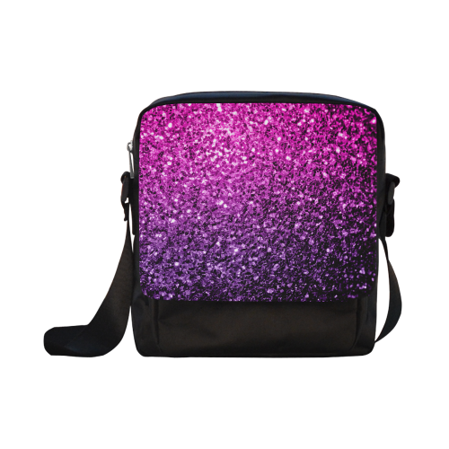 Beautiful Purple Pink Ombre glitter sparkles Crossbody Nylon Bags (Model 1633)