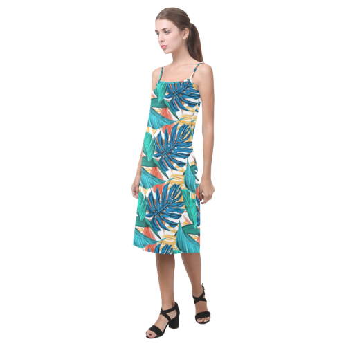 Tropical Jungle Leaves Alcestis Slip Dress (Model D05)