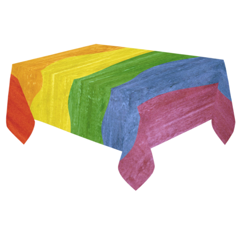 Gay Pride - Rainbow Flag Waves Stripes 3 Cotton Linen Tablecloth 60"x 84"