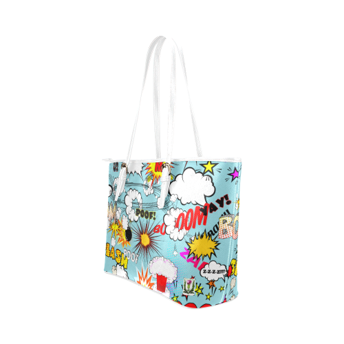 Fairlings Delight's Pop Art Collection- Comic Bubbles 53086n3w Leather Tote Bag/Small (Model 16 Leather Tote Bag/Small (Model 1651)
