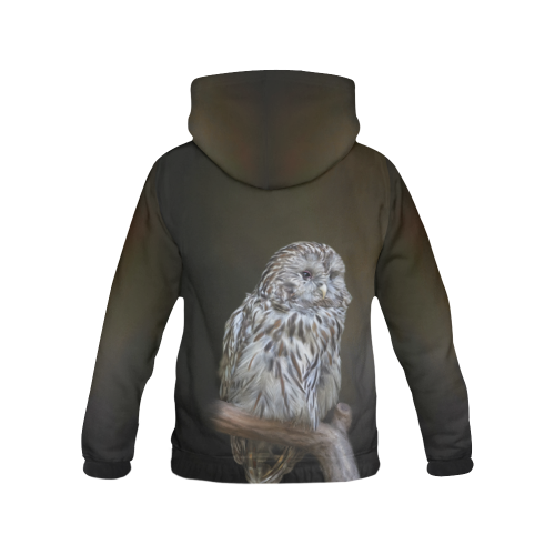 A lovely cute painted owl with a brown background All Over Print Hoodie for Women (USA Size) (Model H13)