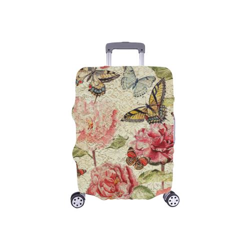 Watercolor Vintage Flowers Butterflies Lace 1 Luggage Cover/Small 18"-21"
