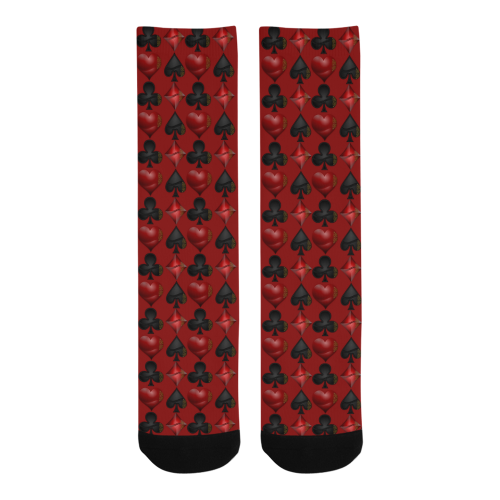 Las Vegas Black and Red Casino Poker Card Shapes Red Trouser Socks (For Men)