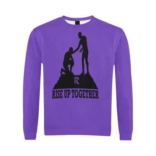 Crewneck Sweatshirt for Men (Black & Purple) All Over Print Crewneck Sweatshirt for Men (Model H18)