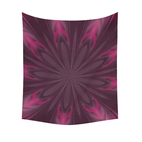 Fuchsia Pink Satin Shadows Fractal 2 Cotton Linen Wall Tapestry 51"x 60"