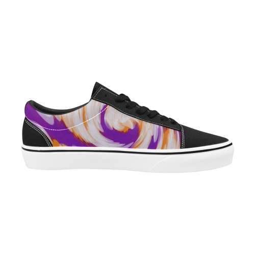 Purple Orange Tie Dye Swirl Abstract Men's Low Top Skateboarding Shoes (Model E001-2)