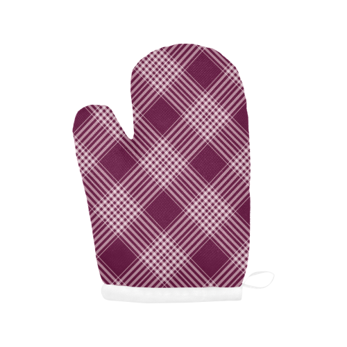 Burgundy And White Plaid Oven Mitt (Two Pieces)