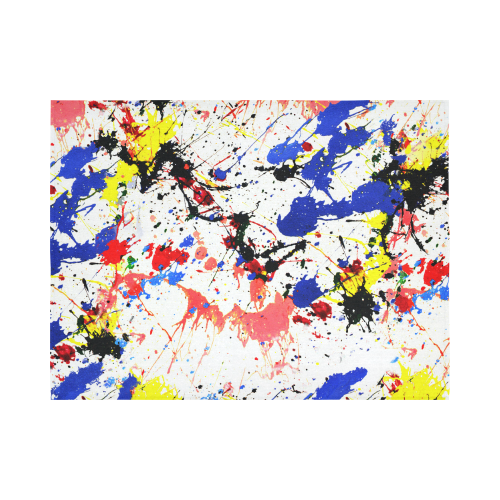 Blue and Red Paint Splatter Cotton Linen Wall Tapestry 80"x 60"