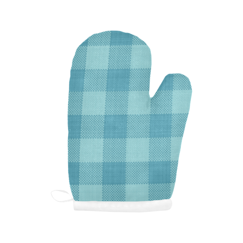 Turquoise Plaid Oven Mitt (Two Pieces)