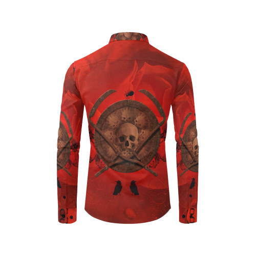Skulls on red vintage background Men's All Over Print Casual Dress Shirt (Model T61)