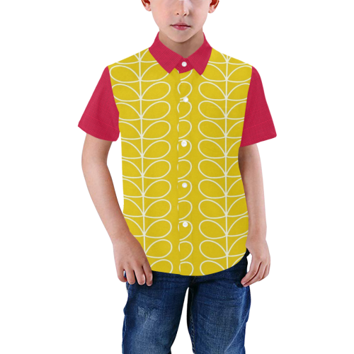 Red Yellow Mod Casual Boys' All Over Print Short Sleeve Shirt (Model T59)