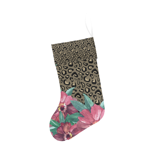 Cheetah and Watercolor Flowers Christmas Stocking