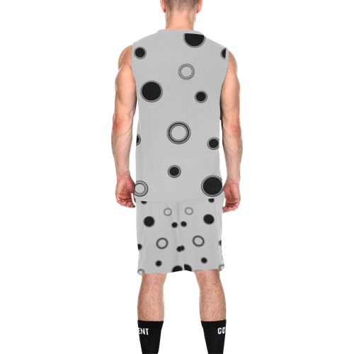 Black Polka Dots All Over Print Basketball Uniform