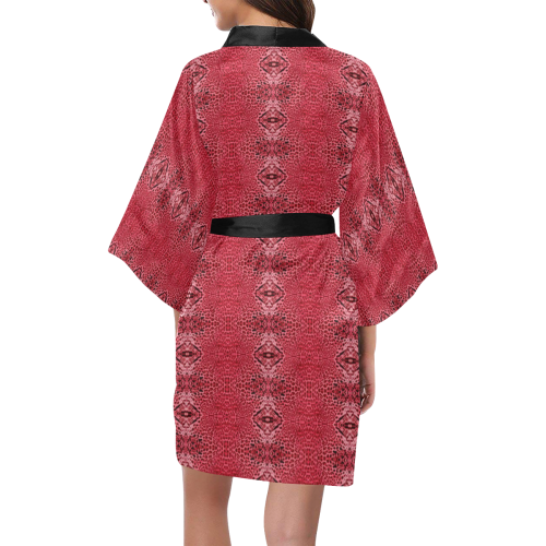 leopard red skin 2 design Kimono Robe