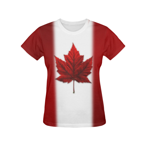 Canada Flag T-Shirts All Over Print T-Shirt for Women (USA Size) (Model T40)