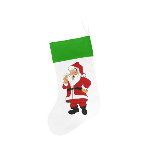Jolly Santa White/Green Christmas Stocking