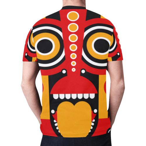 Tiki Mask New All Over Print T-shirt for Men/Large Size (Model T45)
