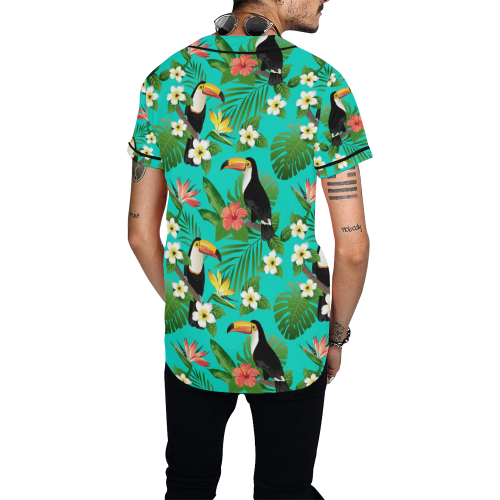 Tropical Summer Toucan Pattern All Over Print Baseball Jersey for Men (Model T50)