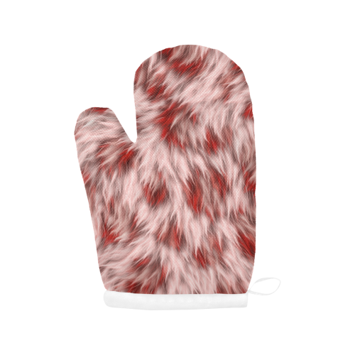 Red And White Fur Oven Mitt (Two Pieces)