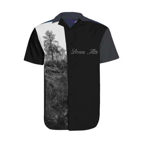 Brown Mtn lights Men's Short Sleeve Shirt with Lapel Collar (Model T54)