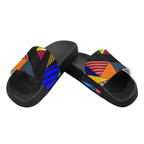 Colorful Abstrac Lineart Men's Slide Sandals (Model 057)