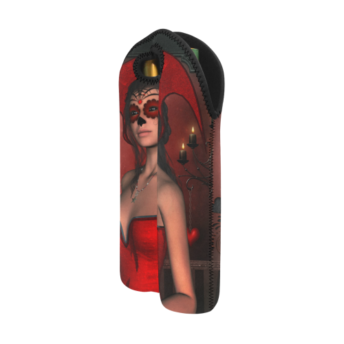 Awesome lady with sugar skull face 2-Bottle Neoprene Wine Bag