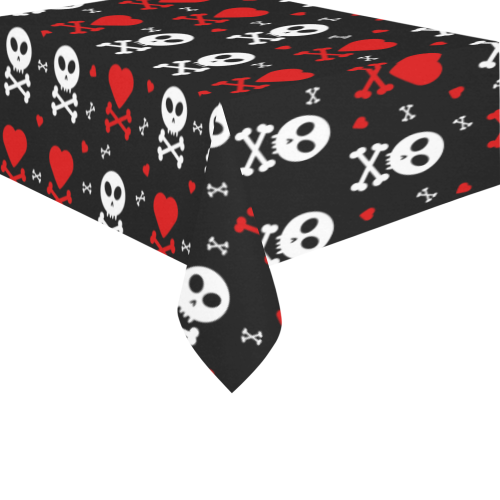 Skull and Crossbones Cotton Linen Tablecloth 60" x 90"