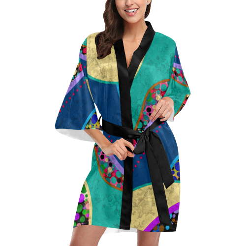 Abstract Pattern Mix - Dots And Colors 1 Kimono Robe