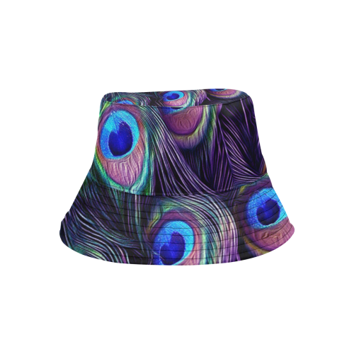 Peacock Feather All Over Print Bucket Hat