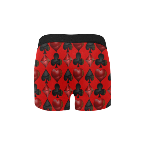 Las Vegas Black and Red Casino Poker Card Shapes on Red Men's Classic Boxer Briefs (Model L34)