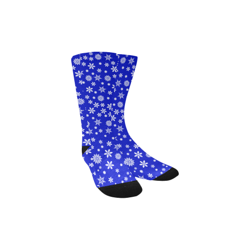 Christmas White Snowflakes on Blue Kids' Custom Socks