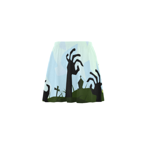 Spooky Zombie Graveyard Mini Skating Skirt (Model D36)
