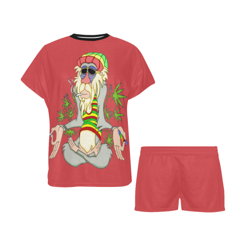 Hippie Ganja Guru Flame Scarlet Women's Short Pajama Set