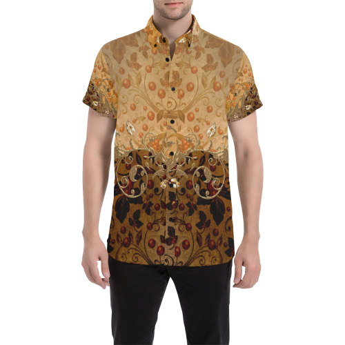 Wonderful decorative floral design Men's All Over Print Short Sleeve Shirt/Large Size (Model T53)