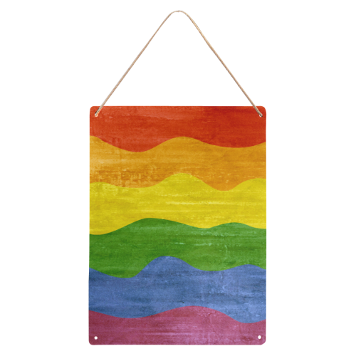 Gay Pride - Rainbow Flag Waves Stripes 3 Metal Tin Sign 12"x16"
