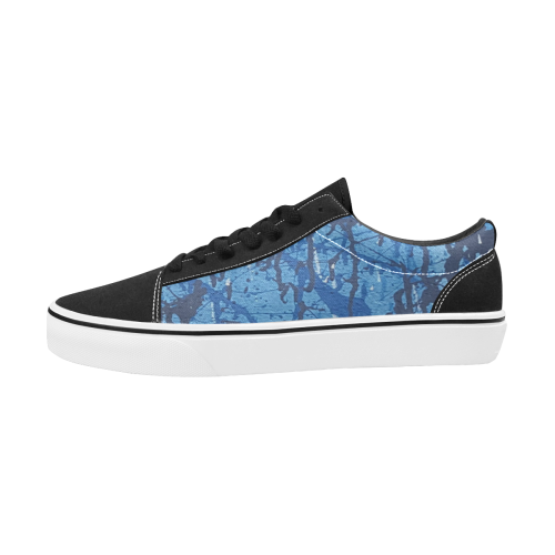 Blue splatters Men's Low Top Skateboarding Shoes (Model E001-2)