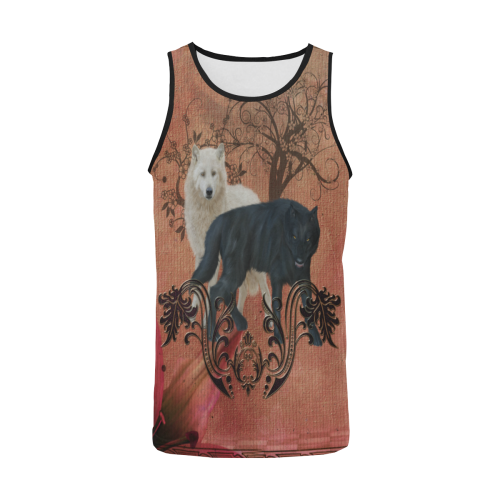 Awesome black and white wolf Men's All Over Print Tank Top (Model T57)
