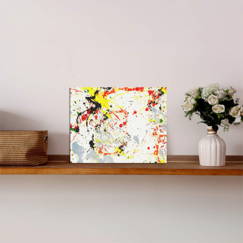 Black, Red, Yellow Paint Splatter Photo Panel for Tabletop Display 8"x6"