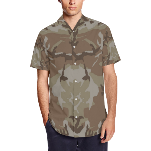 CAMOUFLAGE-DESERT 2 Men's Short Sleeve Shirt with Lapel Collar (Model T54)