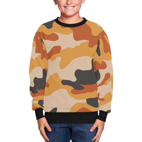 Camouflage ORANGE Kids' All Over Print Sweatshirt (Model H37)