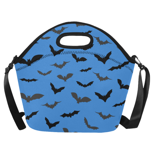 Bats HALLOWEEN Pattern BLUE Neoprene Lunch Bag/Large (Model 1669)