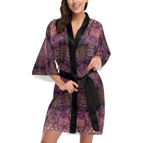 Pastel Satin Ribbons Fractal Mandala 4 Kimono Robe