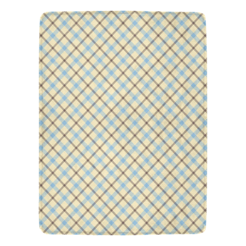 Plaid 2 plain tartan in cream, brown and baby blue Ultra-Soft Micro Fleece Blanket 60"x80"