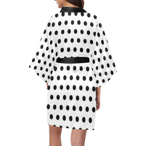 Black White Polka Dots Kimono Robe