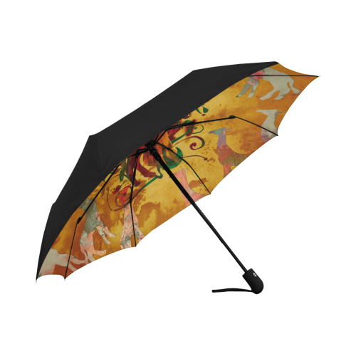 Magic Africa Giraffes Ornaments grunge Anti-UV Auto-Foldable Umbrella (Underside Printing) (U06)