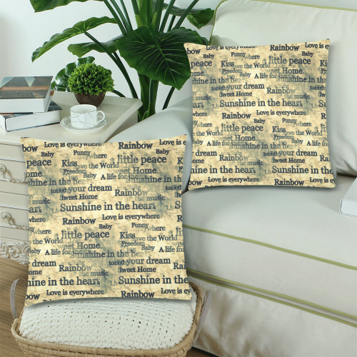 Words Popart by Nico Bielow Custom Zippered Pillow Cases 18"x 18" (Twin Sides) (Set of 2)
