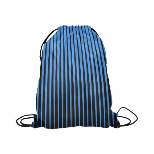 Tapered Black Stripes With Blue Large Drawstring Bag Model 1604 (Twin Sides)  16.5"(W) * 19.3"(H)